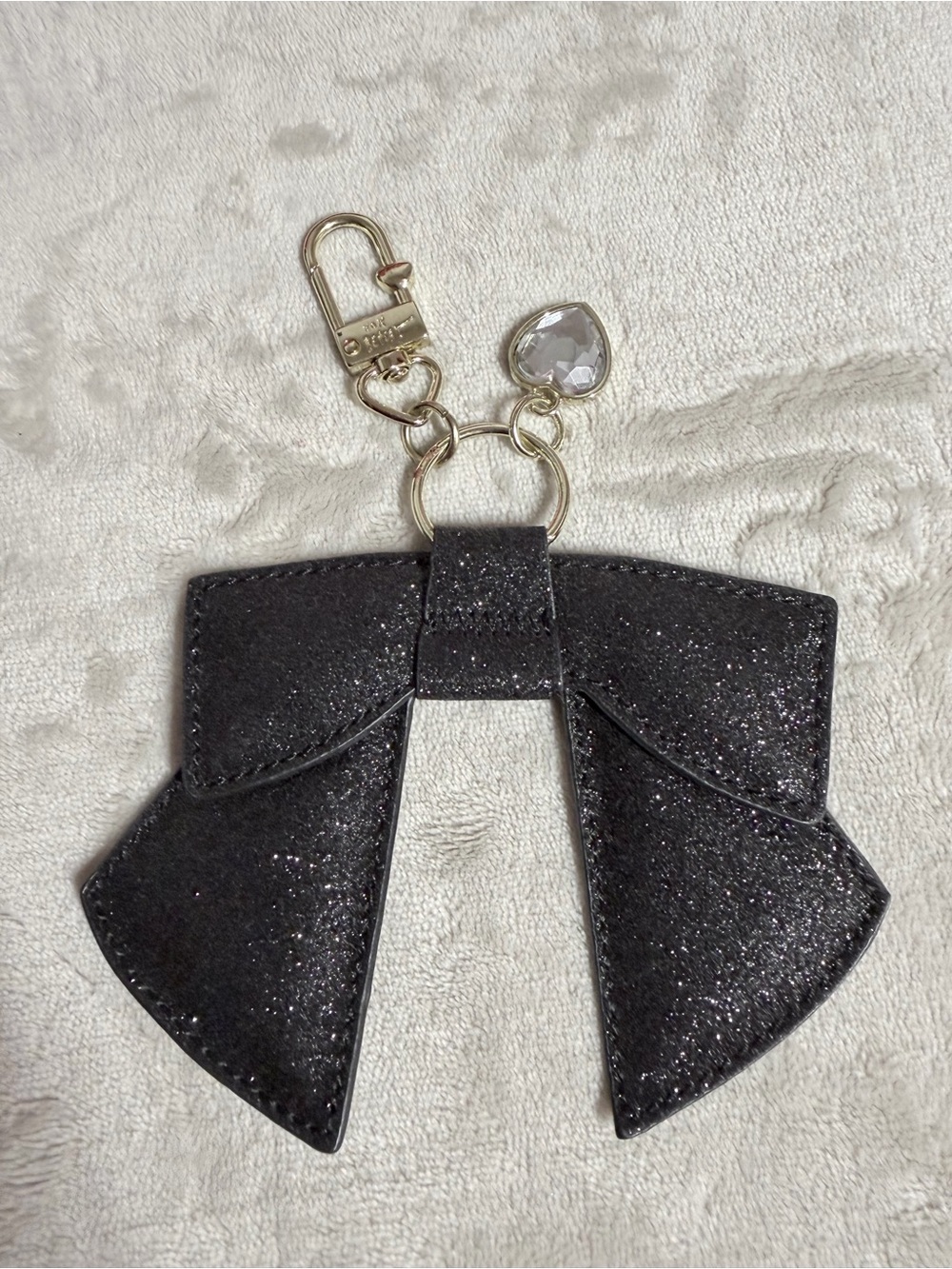 Black Glitter Bow Keychain Charm